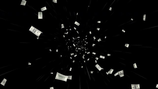 Dollar Banknotes Transition Animation on Alpha Channel, Loop
