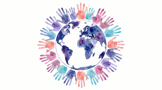 global unity, diverse hands around earth