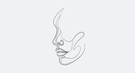 Fototapeta premium Minimalist single line drawing of a woman's profile, abstract face art, elegant and modern.