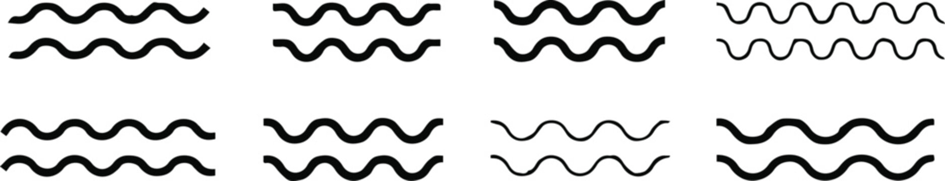 wave sine line set style amplitude frequency grid set vector arts