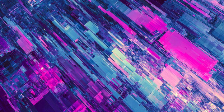 abstract digital glitch texture of neural network entropy with fragmented mathematical tensors and neon data shards