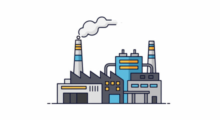 Obraz premium Industrial factory with smokestacks and smoke plumes