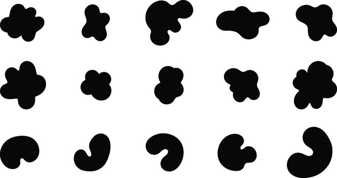 Abstract black blobs and swirls collection vector elements