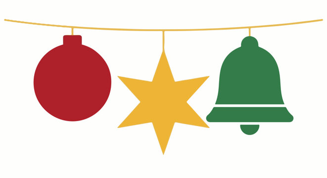 Festive holiday garland with a bauble, star, and bell