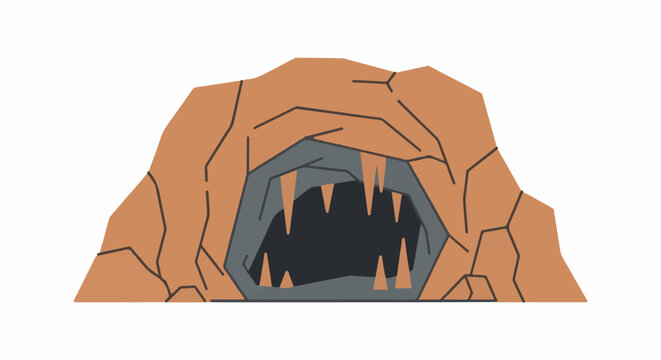 Jagged mouth-like cave entrance with pointed rock formations inside