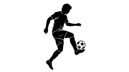Fototapeta premium Soccer player kicking ball, football silhouette, sports icon, athletic motion isolated on White Background