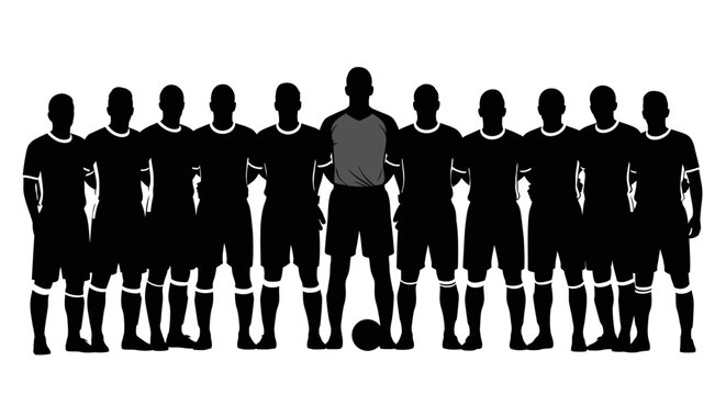FIFA Would Cup Soccer team, football players, sports silhouettes, athletic team isolated on White Background PNG