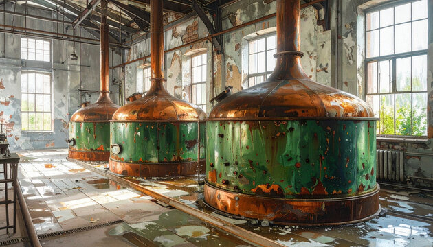 Industrial copper tanks interior