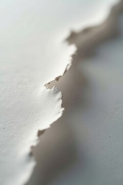 Macro del borde de papel rasgado, contraste de sombra sutil