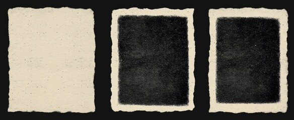 Fototapeta premium Vintage parchment photocopy texture collection with rugged frames and speckled backgrounds.