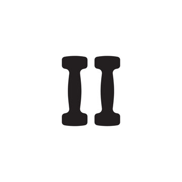 Two black parallel iron I beam bars isolated graphic illustration