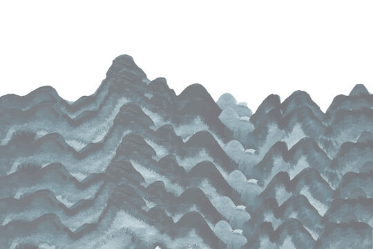 watercolor mountain range illustration with white background