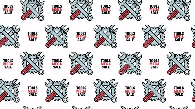 Tools Mega Sale Wrench and Gear Icon Seamless Pattern Background Hardware Store Promotion and Discount Concept