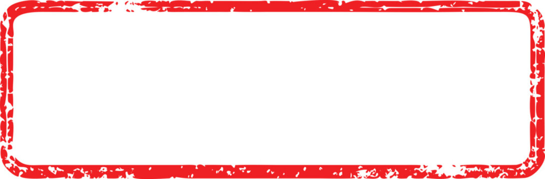 Red rectangular stamp frame with distressed texture isolated on white