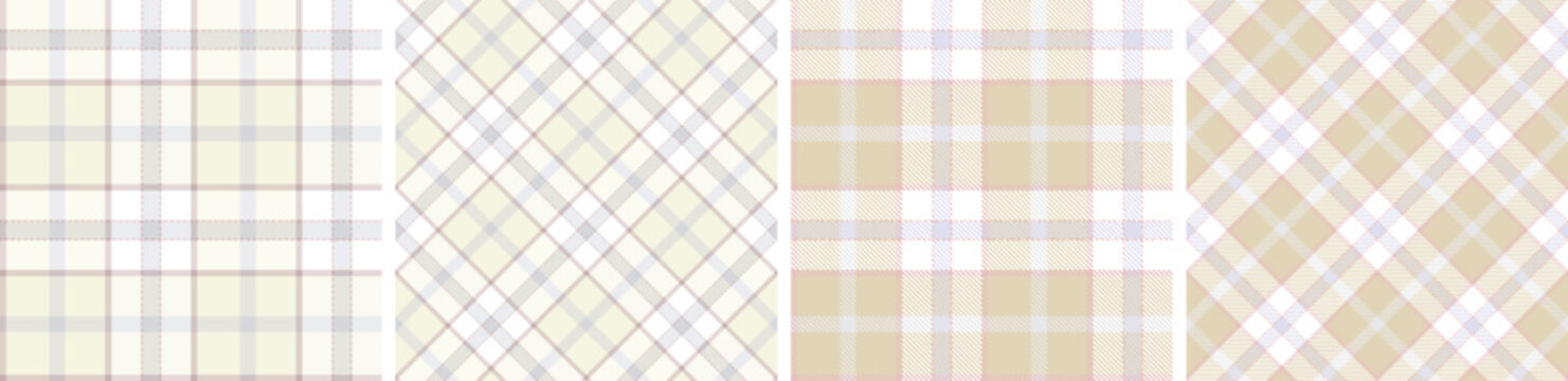 Plaid pattern set seamless tartan check plaid for skirt, tablecloth, blanket, duvet cover, or other modern fashion print.