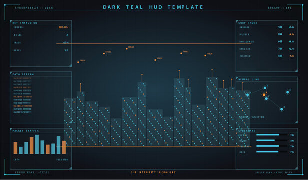 Futuristic digital radar sweep interface with data visualization elements vector illustration