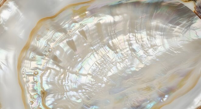 Iridescent mother of pearl shell texture with shimmering nacre