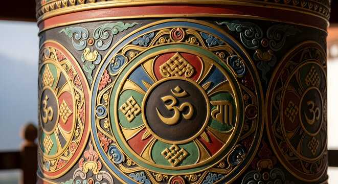 Prayer Wheel Buddhist Symbol Om Mani.