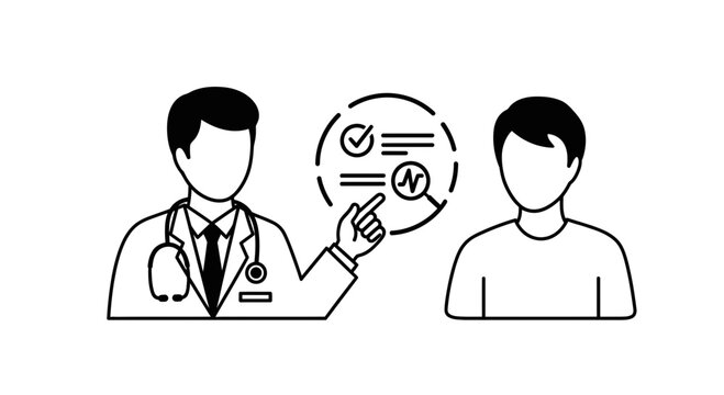 Doctor Explains Medical Results to Patient, Consultation Icon