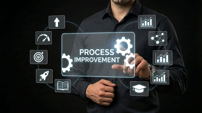 Business Process Improvement Concept With Digital Automation Dashboard
