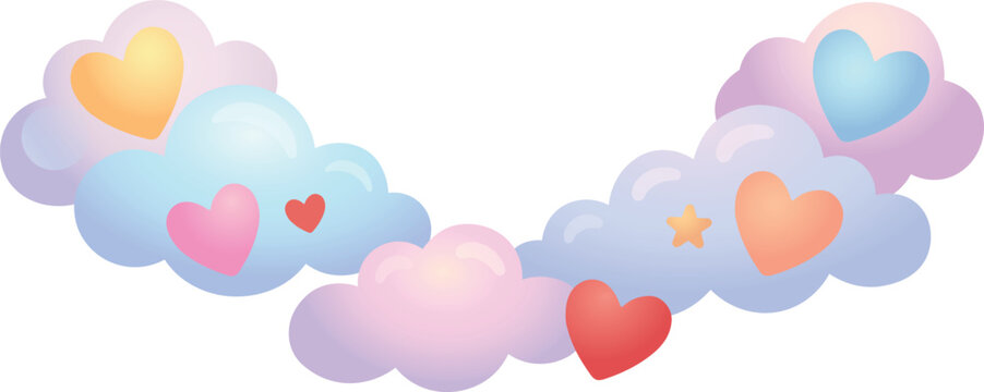 Clouds and Hearts Cute Dreamy Pastel Design