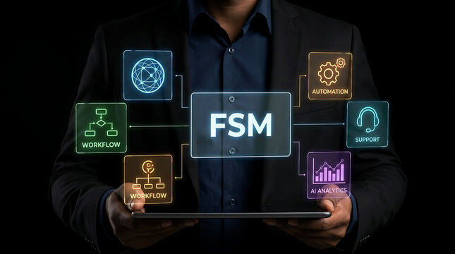 FSM field service management software technology automation business concept