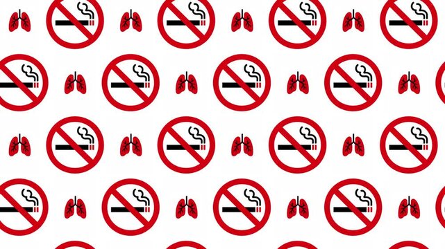Human Lungs and No Smoking Sign Icon Seamless Pattern Background World No Tobacco Day Health Awareness Concept