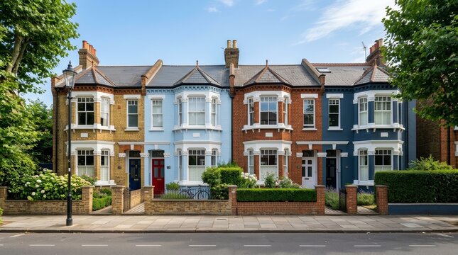 Terraced houses on a street in Crouch End, North London.