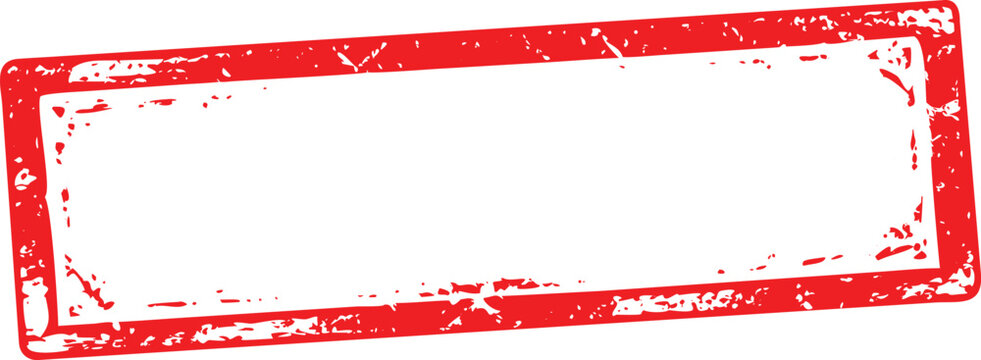 Distressed red rectangle stamp graphic isolated on white