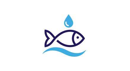 Obraz premium A simple blue fish icon with water.