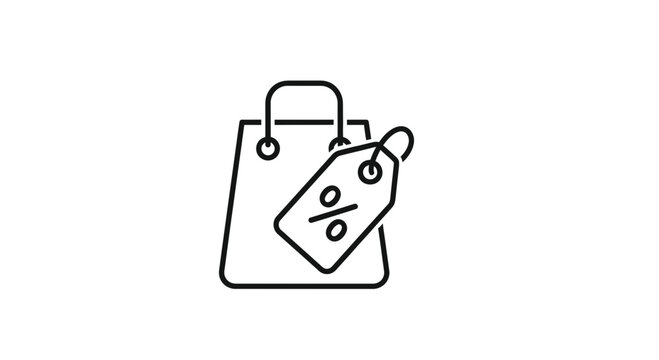 Shopping bag with a percentage tag, representing discount, sale, and promotion