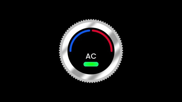 A dark circular dial labeled AC with a ring border for air conditioning mode or power level control in a smart home app