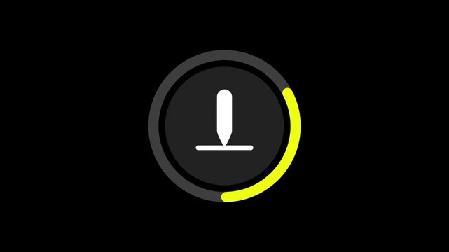 A circular dial with a yellow outline and stylized L icon on dark background for controlling level or intensity settings