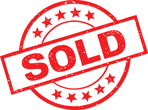 Red sold stamp with stars