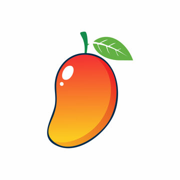 Stylized Mango Icon with Leaf