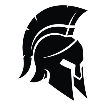 Spartan warrior helmet head side view iconic ancient Greek symbol graphic icon