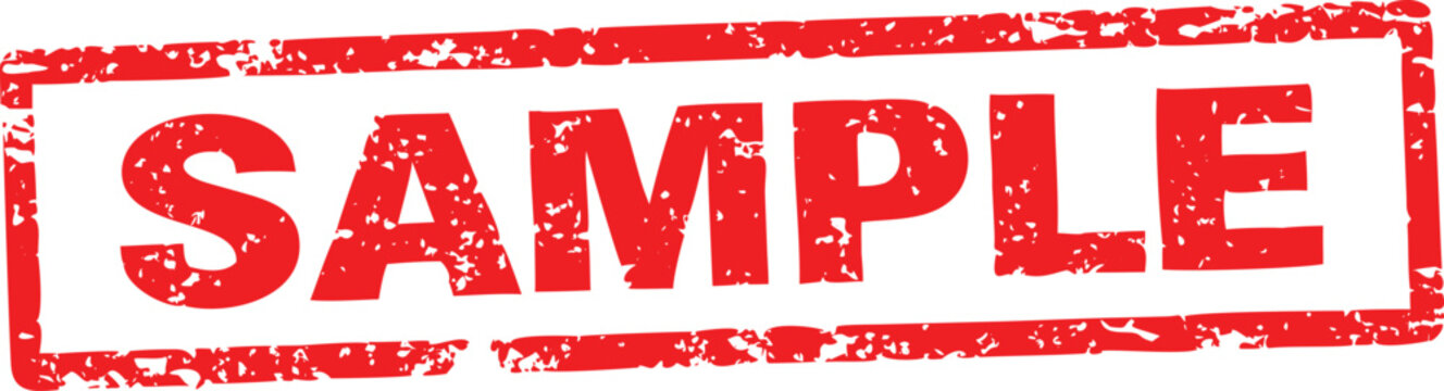 Red rubber stamp with 'sample' text isolated on white background