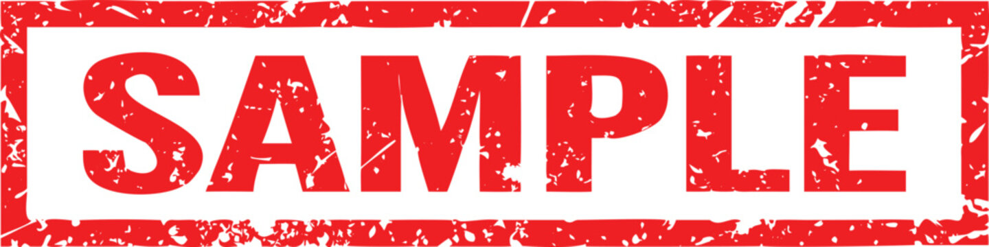 Red rubber stamp with 'sample' text isolated on white background