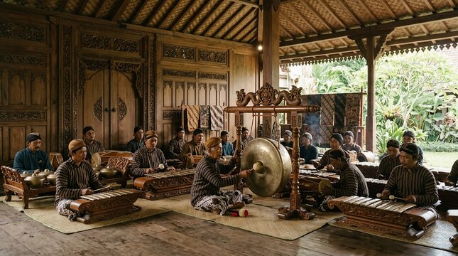 Traditional musicians playing musical instruments in a cultural performance