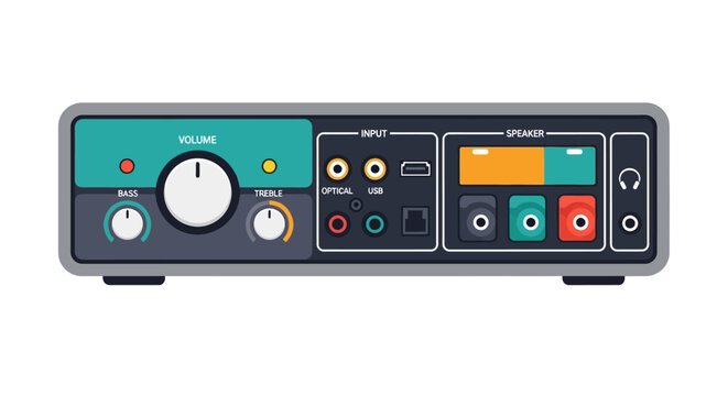 audio equalizer with volume controls and input jacks silhouette