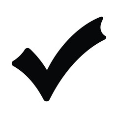 check mark icon black silhouette on white background © Pixel Loft