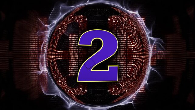 Number 2 Explosive Top Ten Music WAVE Number Transition Animation on Alpha Channel, Loop
