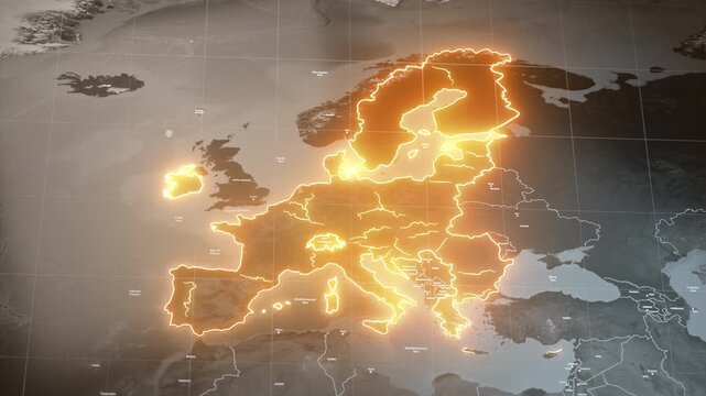 European Union map with country regions outlines.