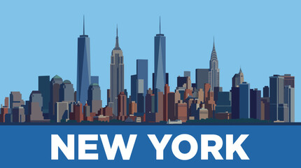 Fototapeta premium New York City skyline illustration.