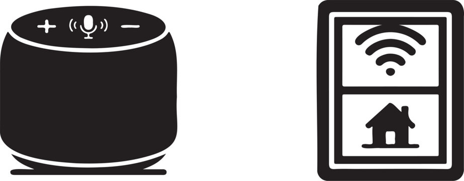 Smart speaker and smartphone with smart home icons