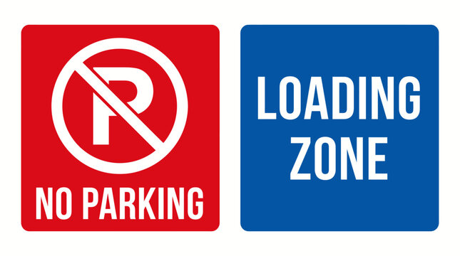 Traffic signs indicating no parking and loading zone.