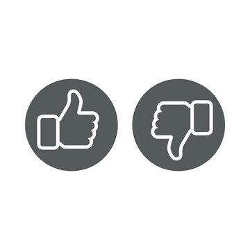 thumbs up and down icons on gray circles isolated