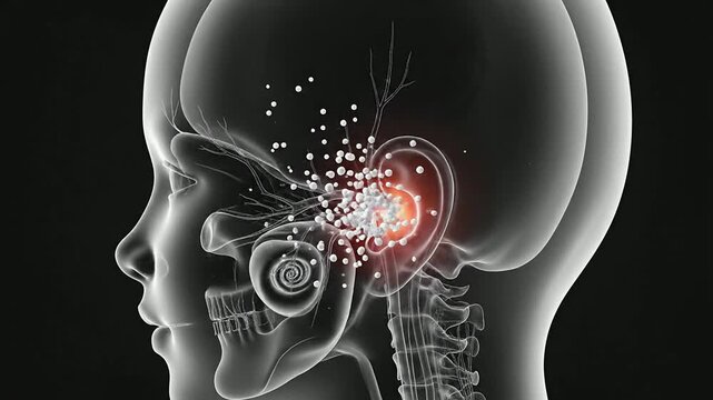Anatomical Illustration Of A Child's Ear Infection Concept With Transparent Side View Of Head Highlighting Infection Point For Medical Education