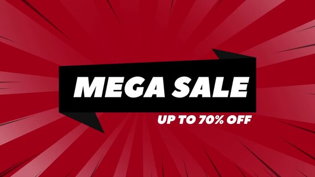 Dynamic comic book style mega sale banners with bold text on red background