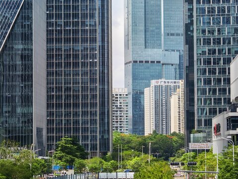 Modern Skyscrapers and Urban Life